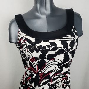 JonesWear Dress Sz 10 White Black Pink Fit Flare